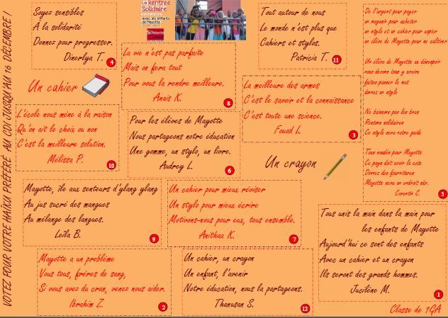 « Un Cahier, Un Crayon » & des Haïkus pour les enfants de Mayotte !